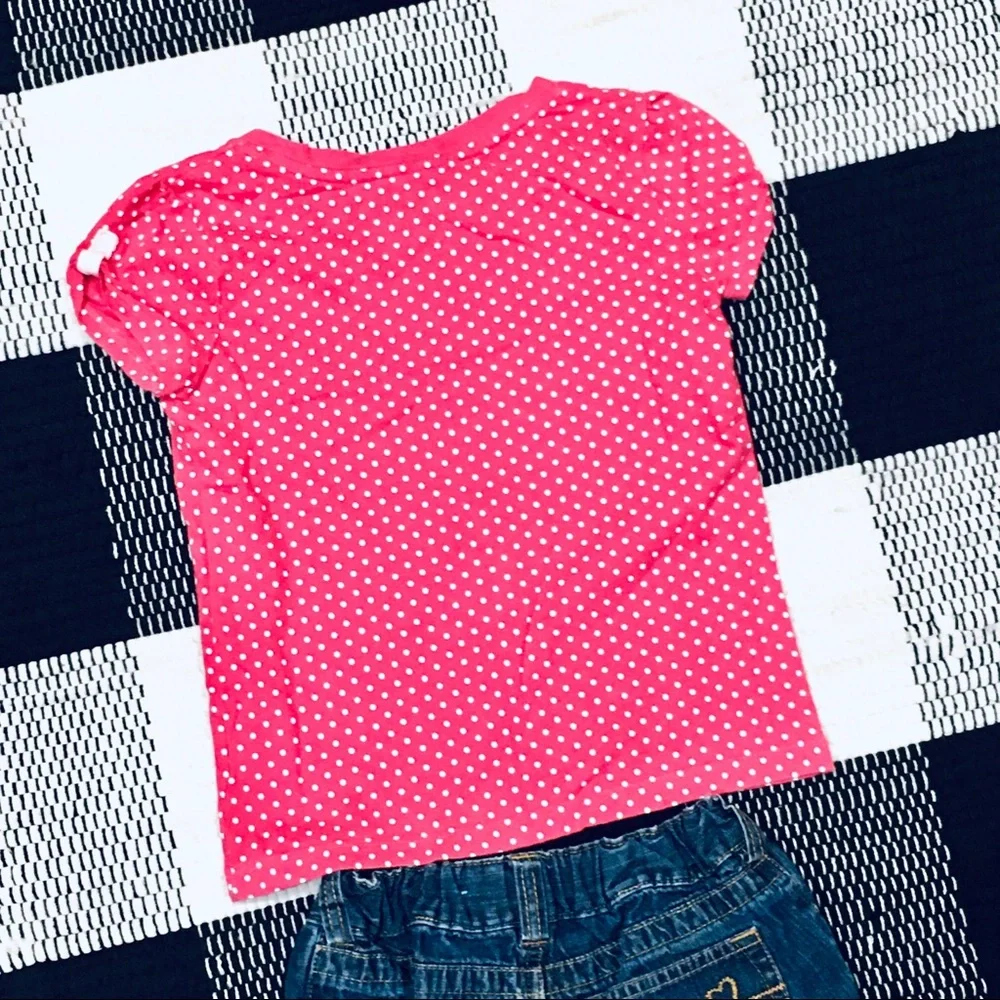 Pink polka dot shirt tee and denim shorts set outfit - girl school - 6 -… - Picture 5 of 5